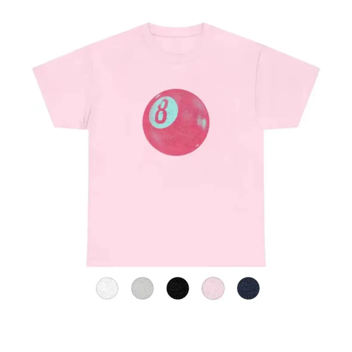 Unisex Short-Sleeve Round Neck Graphic T-Shirt, Casual Pink Viral 8-Ball Aesthetic Top, Trendy Sports Streetwear for Men & Women (Black-Pink Print), Shortsleeve, Tshirt