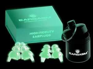Eargasm Afterglow High Fidelity Earplugs - Reusable Glow-in-The-Dark Noise Reduction Hearing Protection Ear-Plugs with Carrying Case for Concerts, Festivals, Raves, Musicians, Live Music, Sports