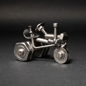 Scrap Metal Dually Tractor Figurine, Steel Tractor, Nuts and Bolts Tractor Sculpture
