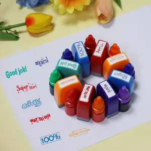 Colorful Stamp Set, 1 Box Motivational Slogan Stamp, Teacher Correction Stamp, Worksheet Stamp, Encouragement Stamp for Home School Office, Office Supplies