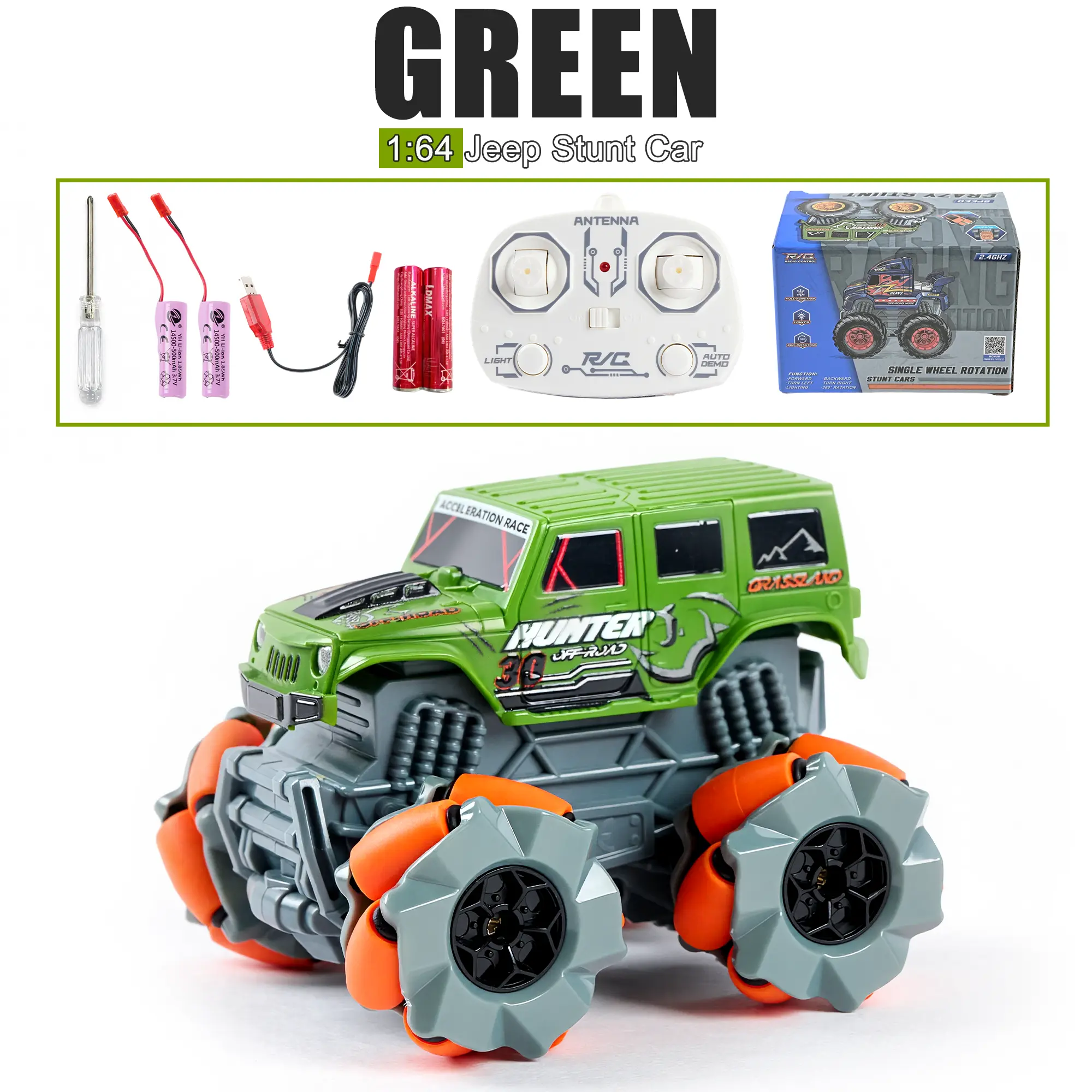 【Portable Stunt Toy Cars】1:64 Scale RC Car For 3-12 Years Kids, All-Terrain Vehicle with LED, 360° Flat Spin, Glows in the Dark, USB Charging Battery, Easy Control RC Car for Beginners, Fun Indoor Play Gift #gifts for grandkids #Toys Gift Preferred