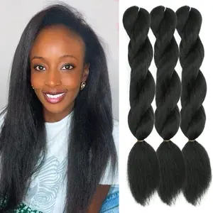 Kinky straight Vixen Crochet Bundles crochet hair16inch 300g Natural Black Yaki Premium Synthetic Fibers for black women Hair Extension (3, 1B)