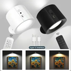 1pc/2pcs LED Wall Lights with Rechargeable Battery, 3 Adjustable Brightness Levels, 3 Color Temperatures, Touchpad Control, USB Charging, 360° Rotatable Magnetic Ball, Non-Waterproof, Suitable for Reading, Studying, Bedside, Hallways
