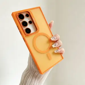 military MagSafe Compatible Camera Protection  Magnetic Metal Camera Phone Case for Samsung Galaxy S22 S23 S24 S25 S26 ULTRA FE PLUS EDGE Shockproof TPU Bumper Anti Drop Anti Scratch Slim Fit