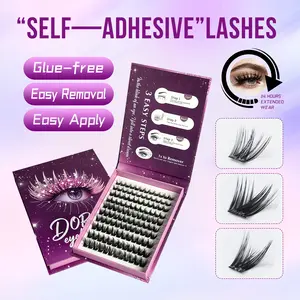 [ALL THREE TYPES BUNDLE]DORMI Self Adhesive Eyelashes Clusters 8-14mm 10-18mm Fluffy /Wispy /Natural Lashes Waterproof Long Lasting Pre‑Glued Quick Apply Comfortable All Day Wear for Daily & Party Makeup