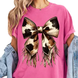 Cow Print Western Bow, Country Western Graphic Sweatshirt for Women, Unisex Sweatshirt for her, Trendy Oversized Graphic