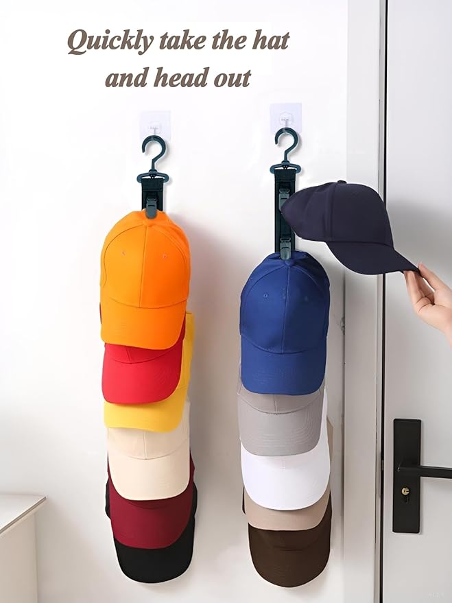 Hat Organizer for Baseball Caps Holder Closet with Clips,Good Hangers Rod Easy Storage Racks Hats(Black)