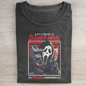 Vintage Let's Make a Slasher Movie Graphic Tee - Ghostface Shirt - Scream Movie Shirt - Horror Movie Shirt - Iconic Villains From Horror Films - Horror Movie Shirt - Spooky Season - Trick or Treat - Fall Season Menswear Top