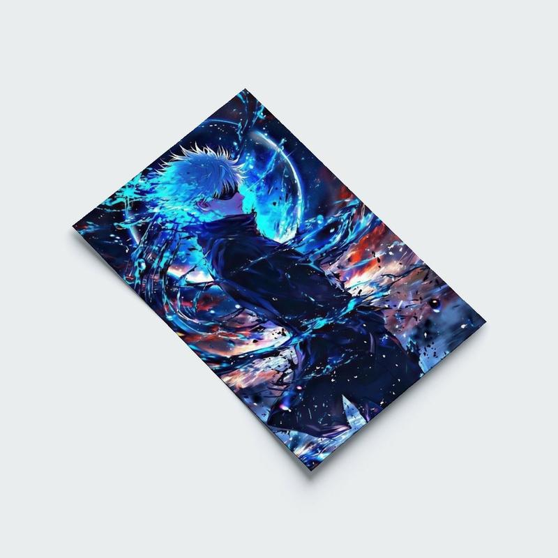 NBHYK Satoru Gojo Jujutsu Kaisen Portrait Poster Anime Canvas Print Home Decorations Artistic Black Blue Design for Room Aesthetic Wall Art Poster 08x12 12x18 16x24 20x30 24x36 inches Framed Unframed Options