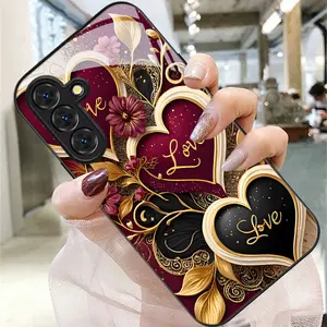 Floral and text print phone case, suitable for Samsung Galaxy A14 A15 A16 A23 A24 A25 A26 A32 A34 A35 A36 A52 A53 A54 A55 A56 S21/S22/S23/S24/S25/S26 FE/Plus/Ultra, anti-drop tempered glass protective cover, fashionable and trendy design