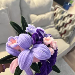 400pcs/set DIY Floral Pipe Cleaner Craft Kit, 4 Mixed-Color Furry Stems for DIY Flower Making, Includes Floral Wire, Tape, Stamens and Ribbon, Ideal for Birthdays, Weddings, Graduations and Other Occasions