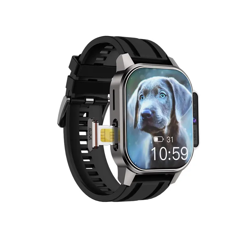 Rugged B22 Unisex Smartwatch Wristwatch - TikTok Hot Wearable Tech, 5G SIM Compatible, Bluetooth, Waterproof, Square Screen, Front Camera, Independent App Download, Heart Rate & Blood Oxygen Monitoring, Phone Call Support