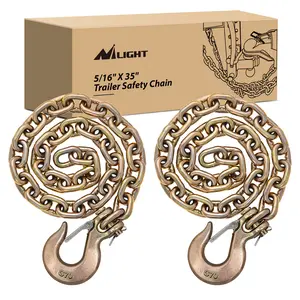 Nilight 5/16" X 35" Trailer Safety Chain 2pcs Grade 70 Towing Chain with Clevis Snap Hooks 18800lbs Break Strength for Trailer, RV,and Boat Towing Heavy Duty Hardware Industrial Circular dealsforyoudays