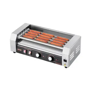 【Summervibes】VEVOR Hot Dog Roller,  , 12 Hot Dog 5 Rollers, Stainless Steel Sausage Grill Cooker, 750W Hot Dog Machine with Dual Temp Control, Removable Oil Drip Tray, for Party Home Commercial
