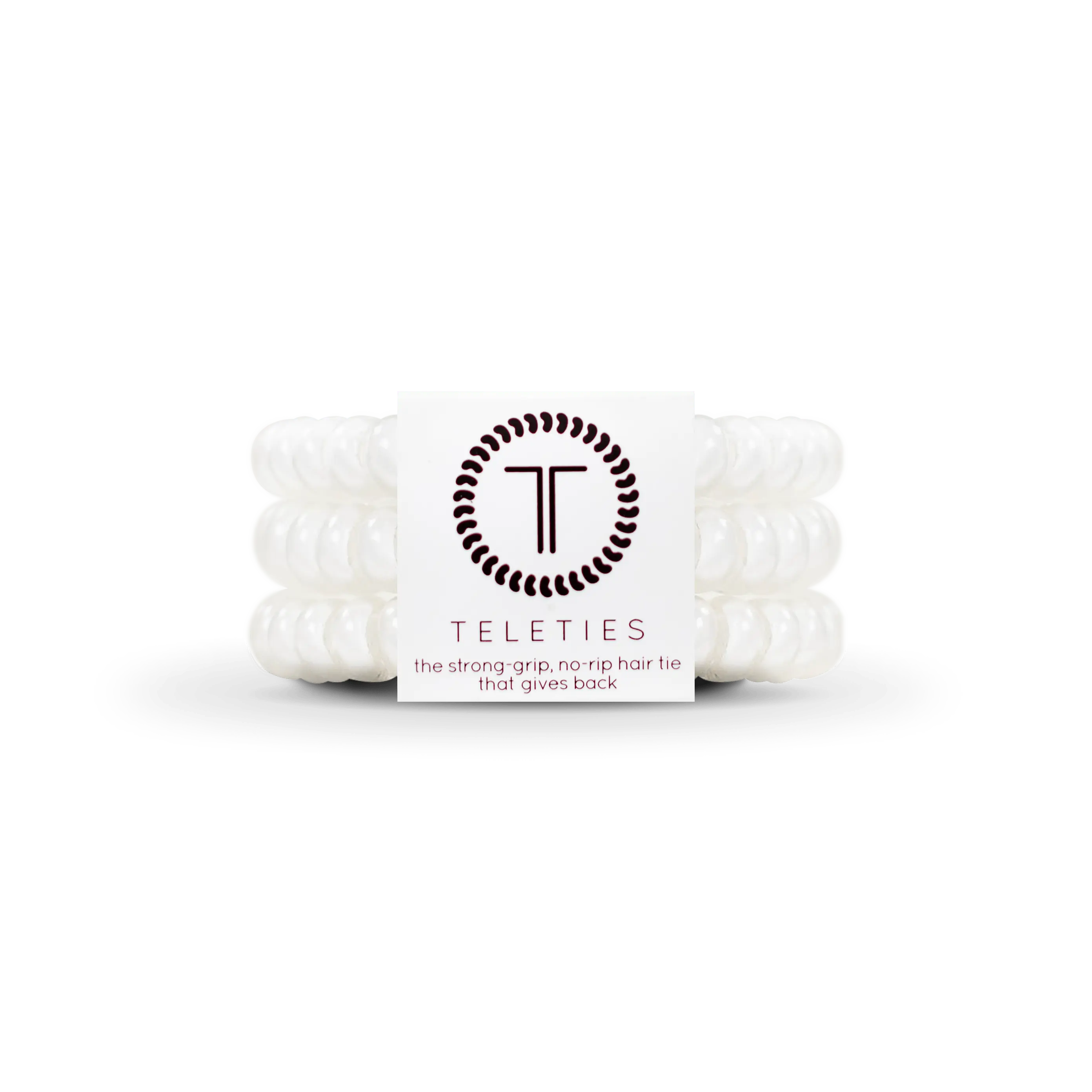 TELETIES - Coconut White - Small Hair Ties - Pack of Three - Strong Grip - No Rip - No Damage Scrunchie