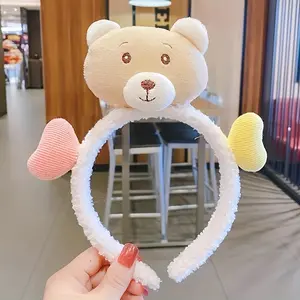The new 2024 is a hot sellerAdorable Cartoon Bear & Heart Bow Headband - Soft Polyester, Perfect For Makeup & Face Washing, Cute Hair Accessory For Women And Girls Cute Hair Accessories