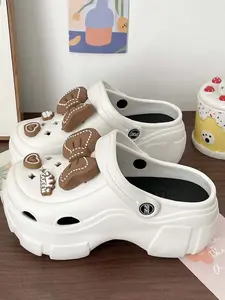 Summer New Thick Sole Height-Boosting Holey Shoes for Women, Eva Outdoor Sweet and Versatile Beach Sandals, Comfortable and Lightweight Slip-Ons, Indoor outdoor slippers, Soft Cushioned Slippers