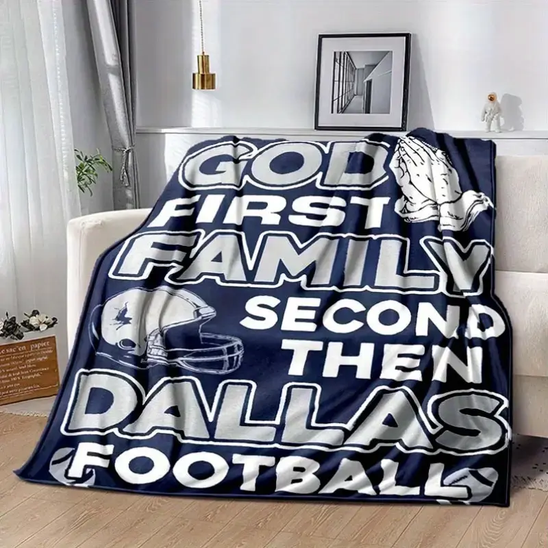 Dallas-Themed Durable Flannel-Polyester Soft Lightweight Blanket - Lettering Shawl, Multi-Size, All Seasons, Indoor Use, Knee Protection, Perfect Football Faith Gift for Sports Fans Any Occasion