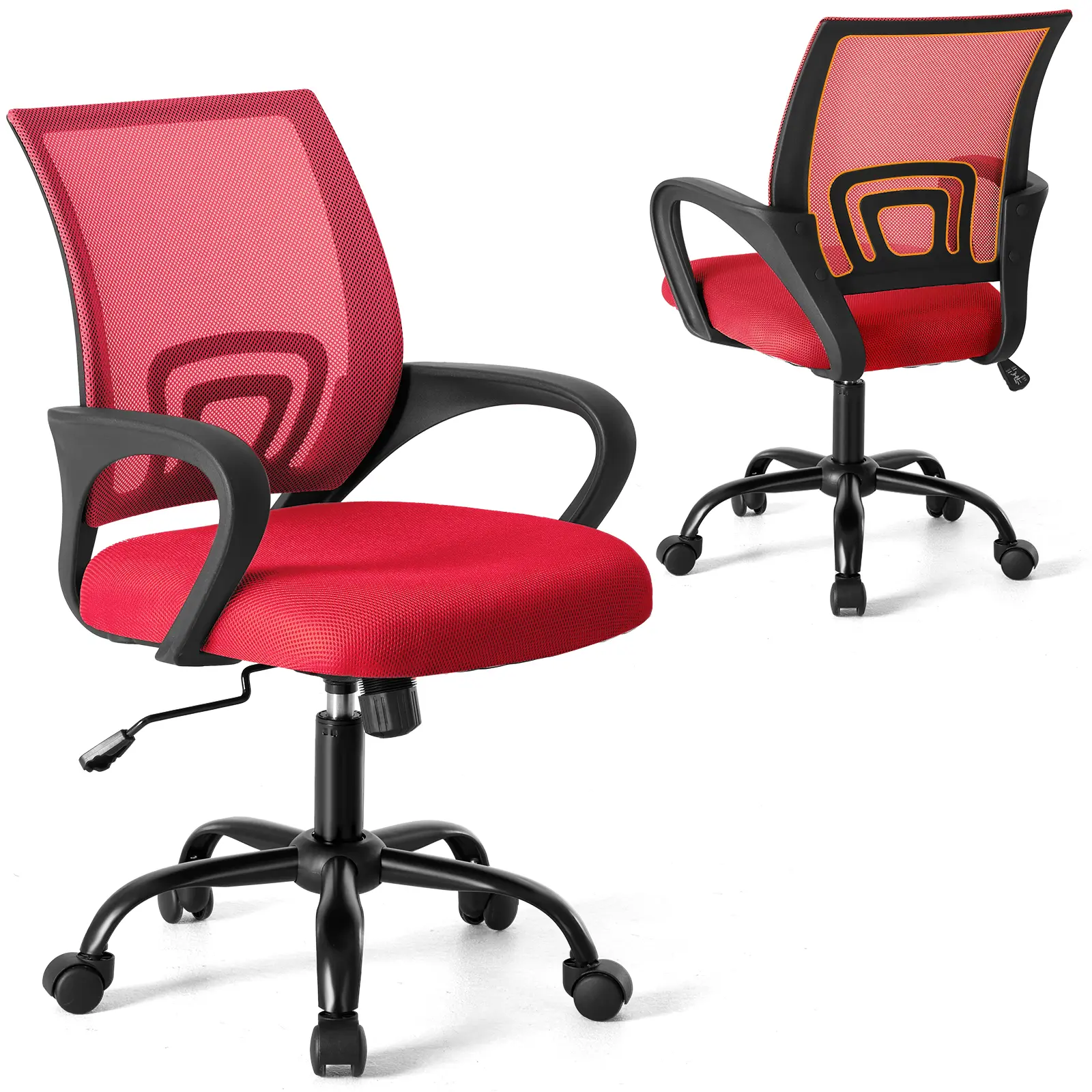 Ergonomic Mesh Office Chair with Lumbar Support, 120° Rocking & Height Adjustable Task Chair, Breathable Mid Back Computer Desk Chair with Fixed Armrest, 250LBS Capacity for Home Office Ergonomic Mesh Office Chair with Lumbar Support, 120° Rocking & Height Adjustable Task Chair, Breathable Mid Back Computer Desk Chair with Fixed Armrest, 250LBS Capacity for Home Office