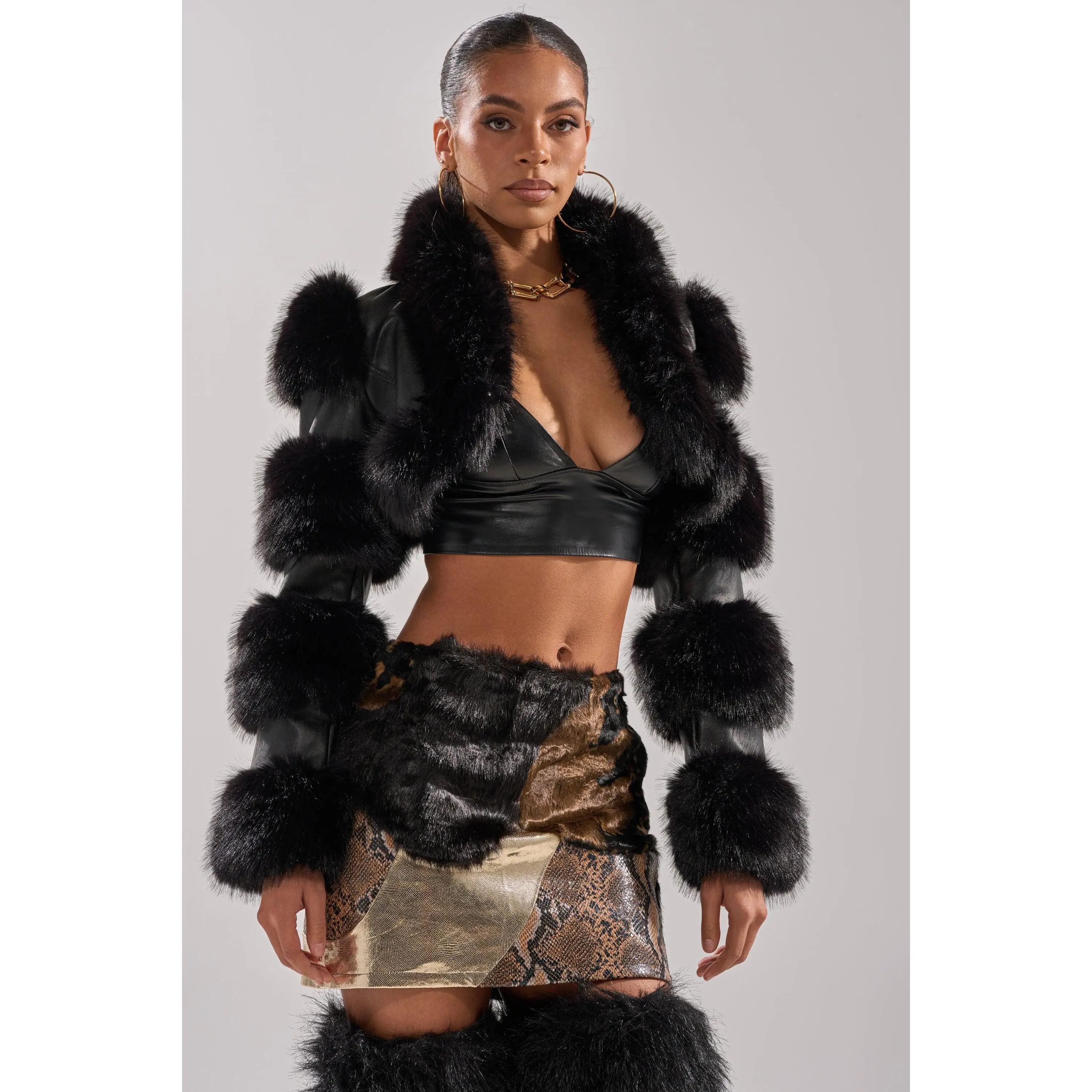 LOVERGIRL ULTRA CROP FUR TRIM MOTO - TikTok Shop