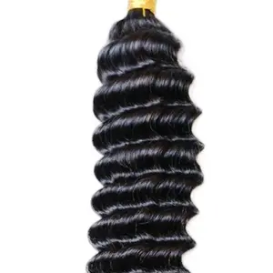 L’IBOL Deep Wave Bulk Boho Goddess Bora Bora Braids Natural Black Curly Human Hair Extensions