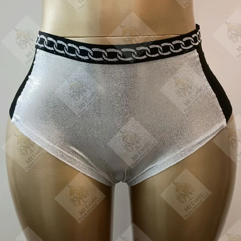 High Waisted Shorts, Silver
