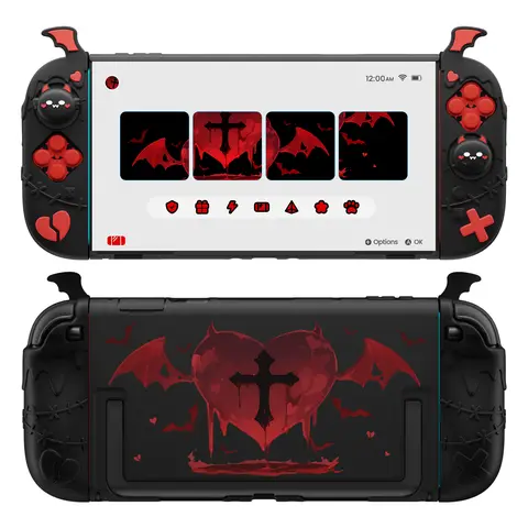 PlayVital [for Nintendo Switch 2(2025 version) ] Gothic Imp Series & Cute Demon Series Protective Case for Nintendo Switch 2, Kawaii Dockable Hard Case Shell for Switch 2 with Thumb Grips & Sticker - Black