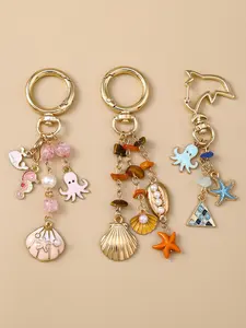 Colorful Starfish Shell Keychain, Cute Bohemian Style, Versatile Key Chain, Beach Bag Accessory, Unisex Design, Perfect Gift