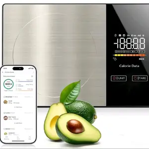 Premium Stainless Steel Smart Kitchen Food Scale, Digital g-oz Measurement, Nutritional Calculator, Free Tracking App for Calorie & Macro Monitoring to Support Healthy Eating Goals
