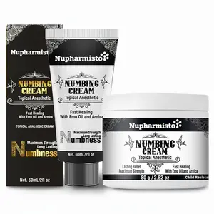 Nupharmisto Tattoo Numbing Cream: Maximum Strength Lidocaine & Menthol for Long-Lasting Pain Relief During Tattoos, Piercings, and Waxing for All Skin