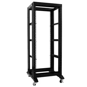 27U 4 Post Open Frame Rack 19" 17" Deep With 3 Pairs of L Rails