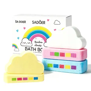 Rainbow Bath Bombs for Kids, Handmade 3 Pcs Kid Bath Bombs Gift Set, Easter Basket Stuffers for Kids Girls Bubble Bath