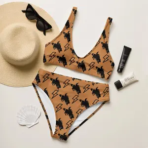 Light'er Up Tan/Black High Waist Bikini