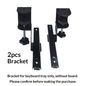 2pcs Bracket, For Keyboard Tray, Slide Rail, No-Drill, Under-Desk - Foldable Clamp-On Keyboard Drawer Organizer for Home Office and Remote Work, Space-Saving Pull-Out Design for Office Workers