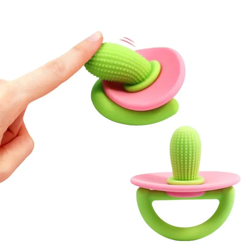 cactus Silicone Teether stick -, Multi-Texture, Hand Held Teether for Infants, Easy to Clean, baby teething toy teething pacifier sensory teether