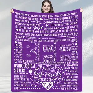 1pc Gifts For Best Friend, Purple Throw Blanket For Bestie, BFF, Friendship Gifts For Teen Girls, Women, Sister, Soul Sister Gifts