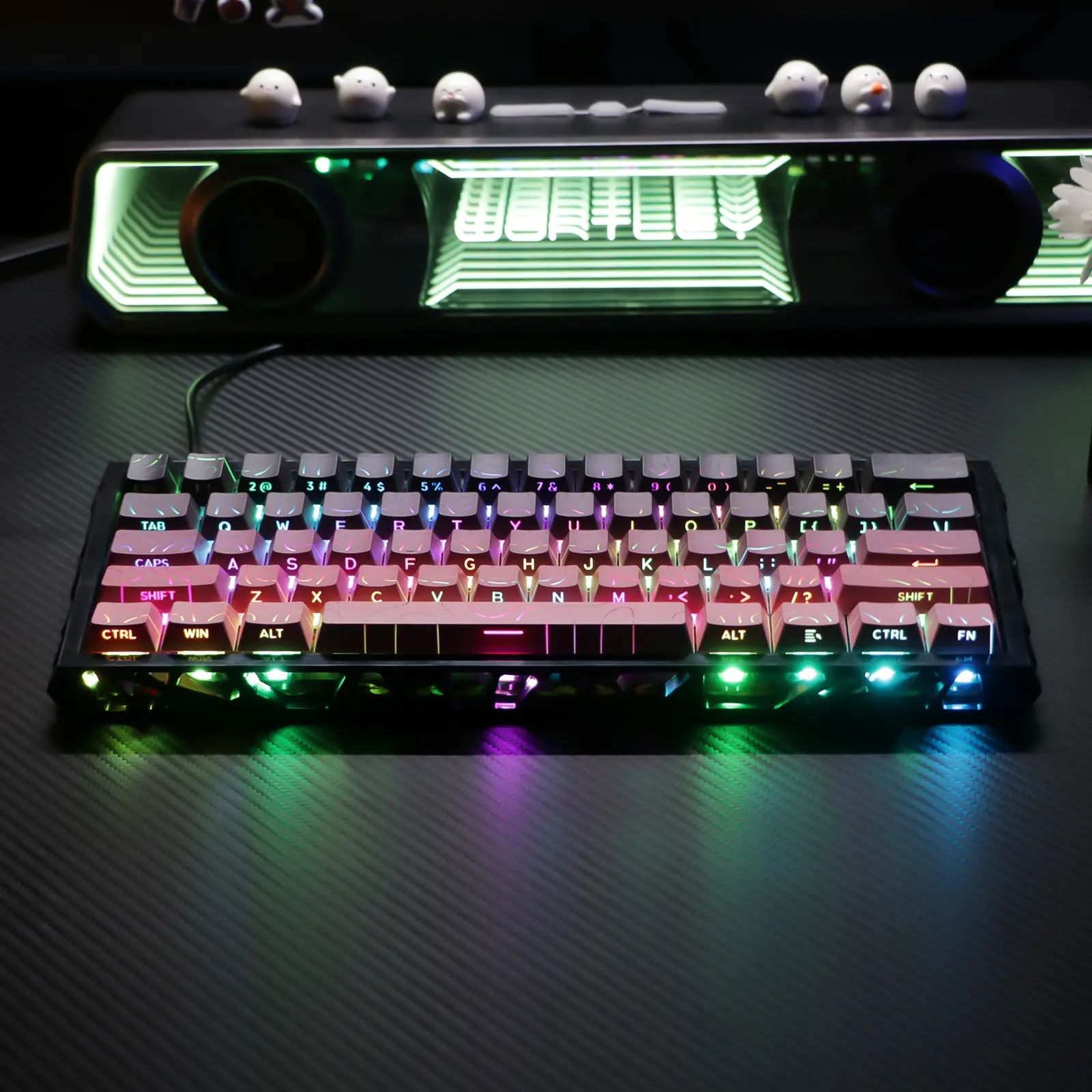 Creamy 60% Layout Custom Mechanical Keyboard - Wired Hot-Swappable, Compact, Hollowout RGB Lighting, PBT Oil-Resist Caps, Micro Accents, Detachable High-Speed Type-C Cable, DIY-Friendly, Multi-Platform Compatible Desk Setup Upgrade for Computers