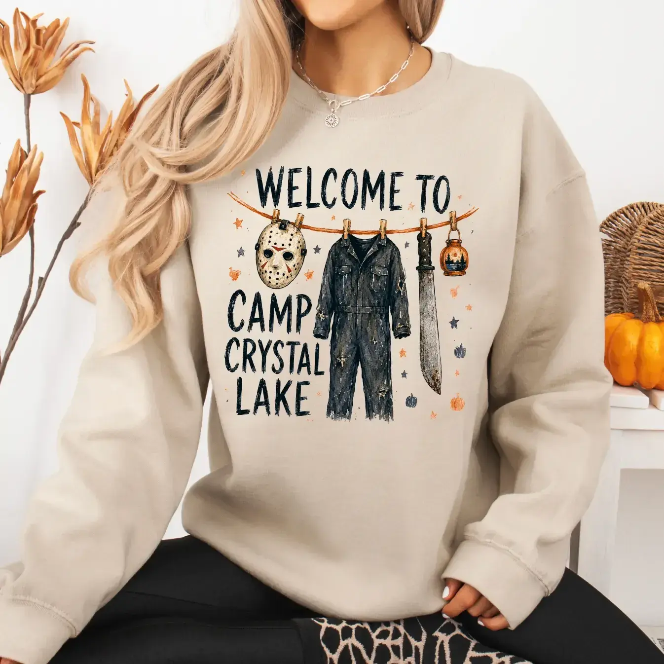 Camp Crystal Lake Sweatshirt, Jason Voorhees Halloween Shirt, Vintage Horror Movie Graphic Top, For Men and Women