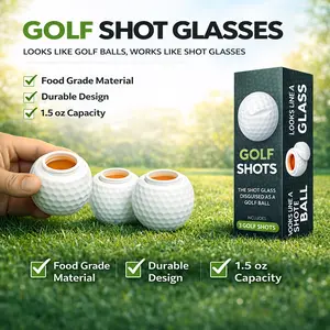 Golf Ball Shot Glasses 3PCS - 1.5oz Novelty Cups with Lids, Perfect Gift for Golf Lovers, Family & Friends Drinkware