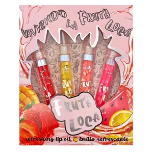 Viviendo La Fruita Loca 4-Pc refreshing lip oil Set, hydrating,Moisturizing, Lip Care