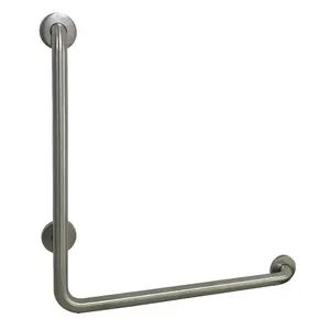 Kingston Brass GBL1424CSR8 Traditional Made-to-Match 24x24 in. L-Shaped Right-Hand Grab Bar, Brushed Nickel, Easy-to-Clean, Aids in Preventing Falls for All Ages