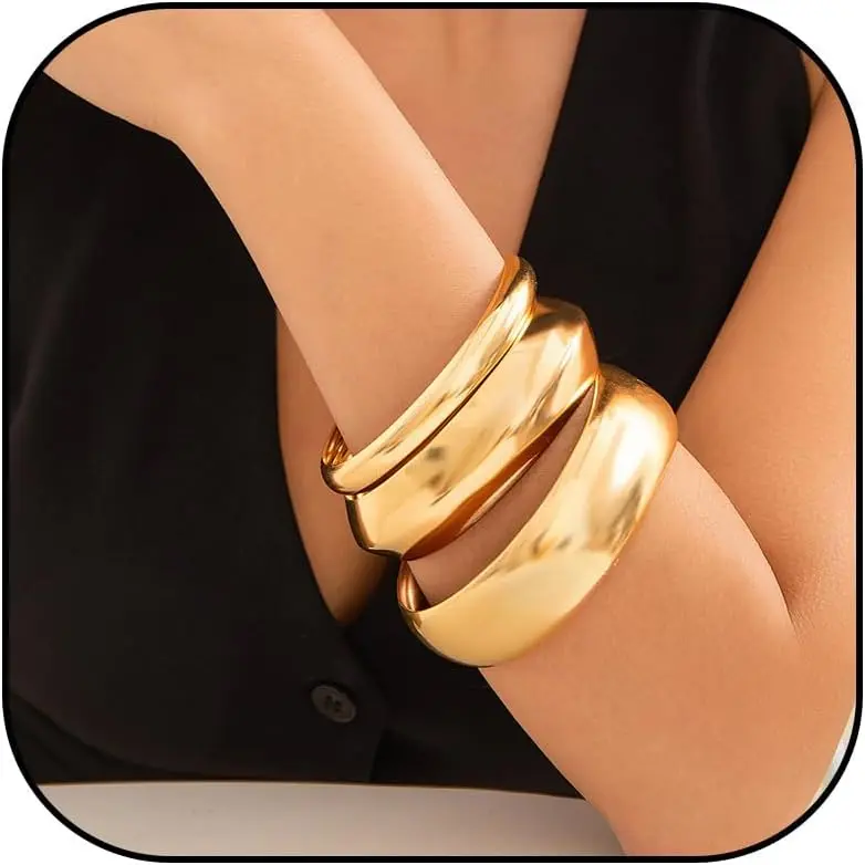 Bangles for Women Non Tarnish Chunky Cuff Bracelets  Cuff Bangle Bracelet for Women Gifts for Christmas Stocking Stuffers