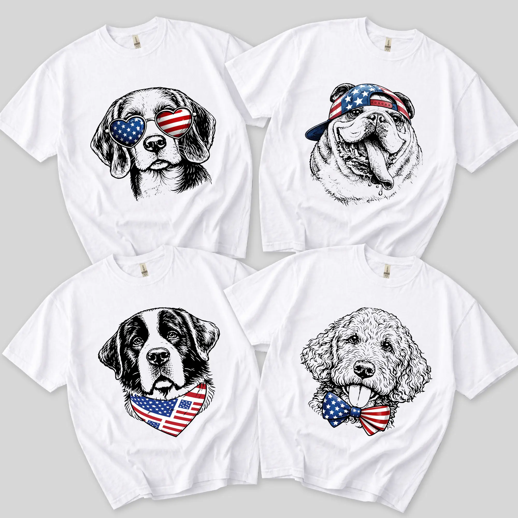 Custom Puppy Love Dog Ash T-shirt, 50 Dog Breeds in 4th of July Graphic Shirt, Cute Puppy Independence Day Shirt for Dog Lovers
