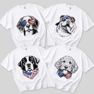 Custom Puppy Love Dog Ash T-shirt, 50 Dog Breeds in 4th of July Graphic Shirt, Cute Puppy Independence Day Shirt for Dog Lovers