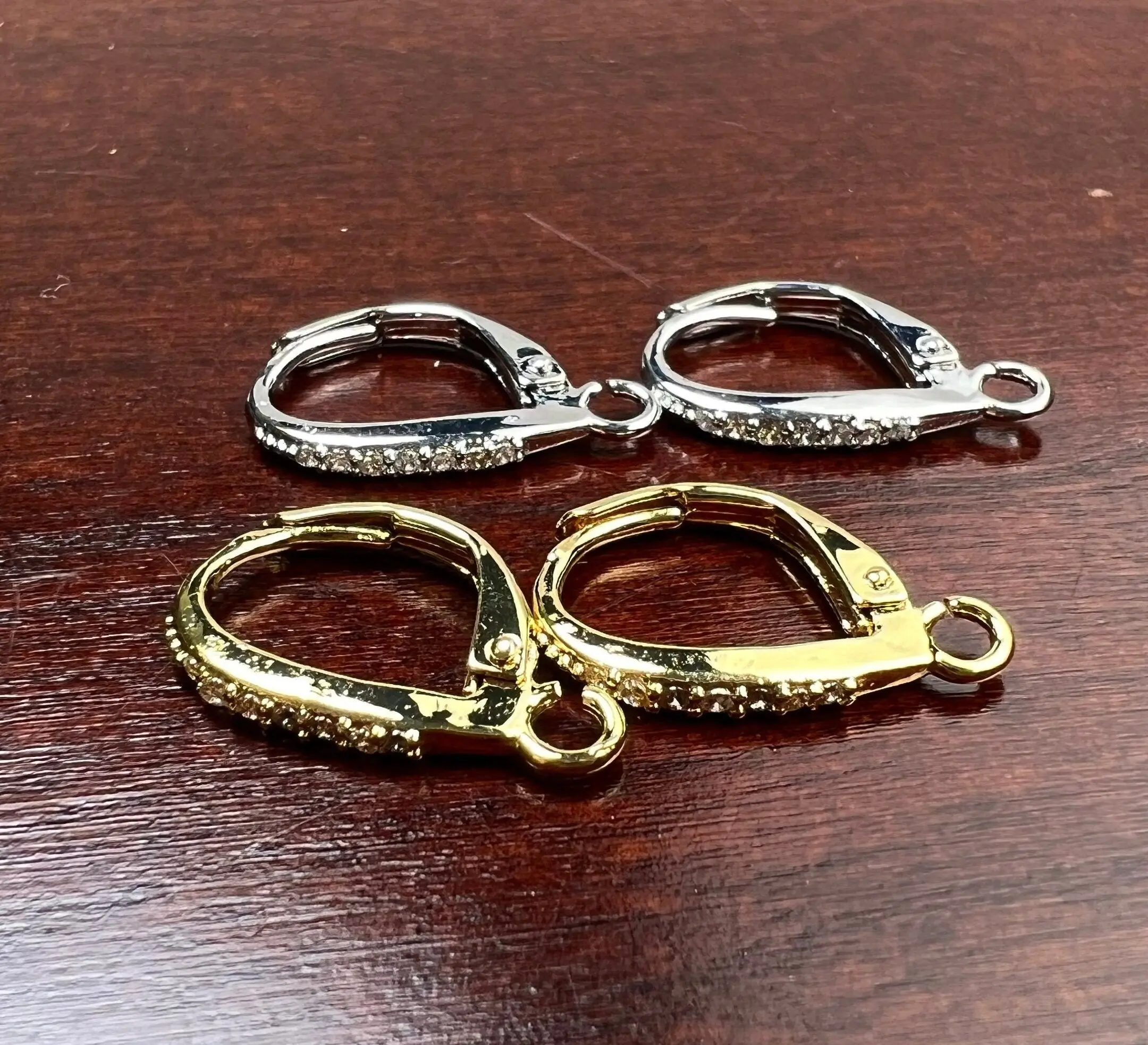 CZ micro pave Diamond lever back earwire,  high quality, elegant earrings making findings, 11x16mm long .1 pair or bulk wholesale