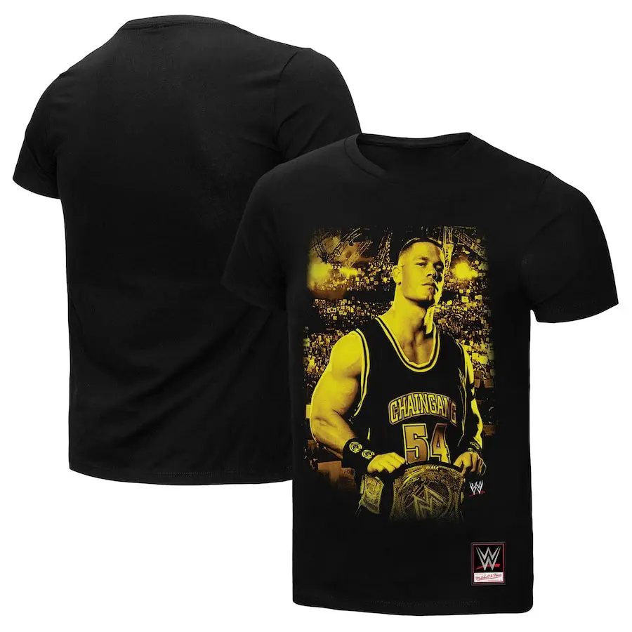 Men's& Ness Black John Cena Gold T-Shirt Professional Wrestler Tee For Man and Woman Unisex T-Shirt, Hoodie, Sweatshirt Menswear Fitted