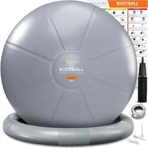 Heavy-Duty Exercise Ball Chair for Office Desk, Yoga Ball Chair Stability Ball with Base for Home Gym, Active Sitting Workout Ball Seat for Balance, Fitness, Birthing, Pregnancy & Labor