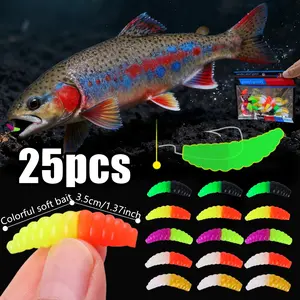 25pcs colorful realistic insect baits, 1.37in/3.5cm soft fishing baits suitable for various fishing scenarios, suitable for both saltwater and freshwater fishing, such as trout and striped bass