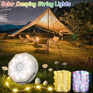 Solar Camping String Lights, Portable with 8 Lighting Modes, Hanging Tent Lights Ideal for Awnings, Garden Parties, Hiking, RVs, And Yard Decor