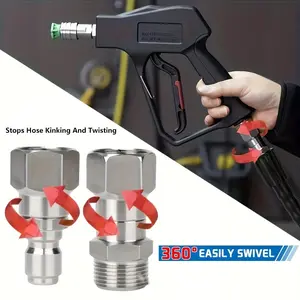High Pressure Washer Rotating Adapter, M22-14mm/15mm to M22 Anti-Twist Connector, 360 Degree Rotation, for Water Gun, Hose
